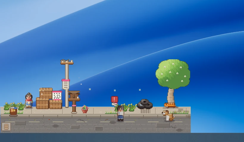 Auntie's shop in the bottom corner of a Windows desktop, above the taskbar, with no window frame